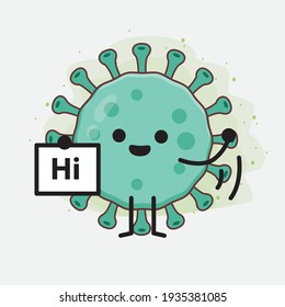 Ilustración vectorial del personaje de virus con cara linda, manos simples y líneas de piernas en fondo aislado. Estilo de dibujo animado plano.