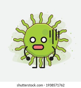 Vector Illustration of Virus Character with cute face, simple hands and leg line art on Isolated Background. Flat cartoon doodle style.