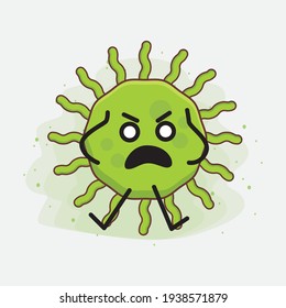 Vector Illustration of Virus Character with cute face, simple hands and leg line art on Isolated Background. Flat cartoon doodle style.