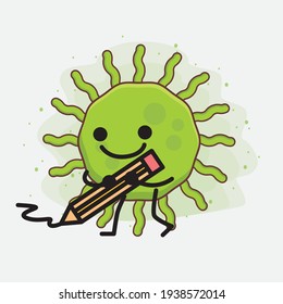 Ilustración vectorial del personaje de virus con cara linda, manos simples y líneas de piernas en fondo aislado. Estilo de dibujo animado plano.