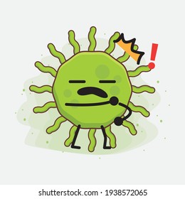 Vector Illustration of Virus Character with cute face, simple hands and leg line art on Isolated Background. Flat cartoon doodle style.