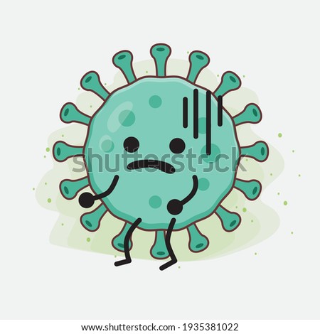 Vector Illustration of Virus Character with cute face, simple hands and leg line art on Isolated Background. Flat cartoon doodle style.
