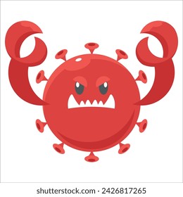 Vector illustration of virus with claws flat style icon