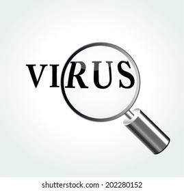 Vector illustration of virus concept with magnifying