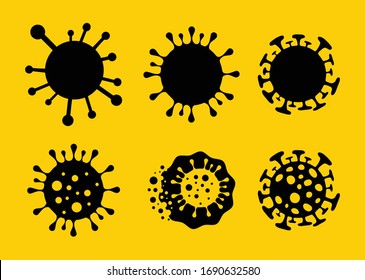 A vector illustration of Virus corona covid 19 symbol in black with yellow background 