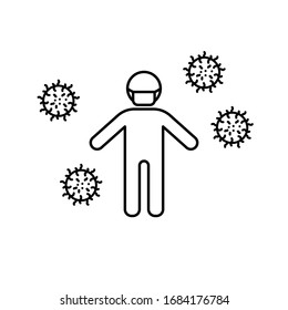 Vector illustration, virus icon. Line  design template