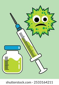 vector illustration of virus injection medicine, health, killing viruses