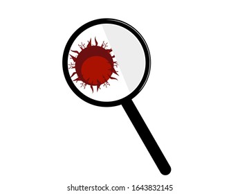 vector illustration of a virus and magnifying glass
