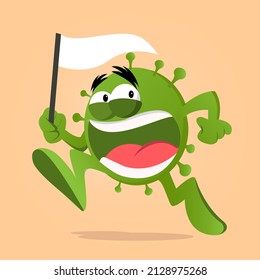 
vector illustration of virus monster running scared