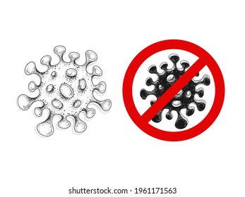 Vector Illustration Of Virus For No More Corona. Covid-19 Concept.