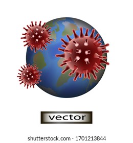 Vector illustration of virus on the planet coronavirus pandemic of various diseases