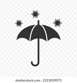 Vector illustration of virus protection icon in dark color and transparent background(PNG).