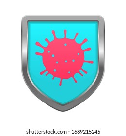 Vector illustration of virus protection realistic metallic shield