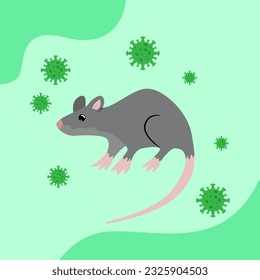 Vector illustration of virus in rat, dangerous virus, dirty, icon and graphic design