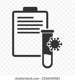 Vector illustration of virus research document icon in dark color and transparent background(PNG).