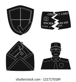 Vector illustration of virus and secure icon. Collection of virus and cyber stock vector illustration.