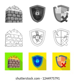 Vector illustration of virus and secure icon. Collection of virus and cyber stock symbol for web.