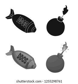 Vector illustration of virus and secure icon. Set of virus and cyber stock symbol for web.