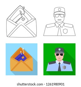Vector illustration of virus and secure icon. Set of virus and cyber stock symbol for web.