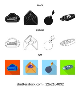 Vector illustration of virus and secure icon. Set of virus and cyber vector icon for stock.