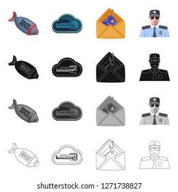 Vector illustration of virus and secure icon. Set of virus and cyber vector icon for stock.