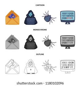 Vector illustration of virus and secure logo. Collection of virus and cyber stock symbol for web.