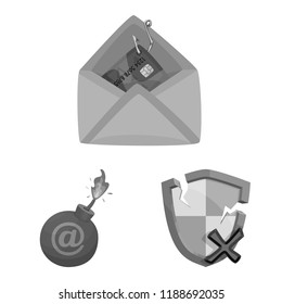 Vector illustration of virus and secure logo. Collection of virus and cyber stock symbol for web.