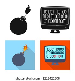Vector illustration of virus and secure logo. Collection of virus and cyber stock symbol for web.