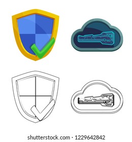 Vector illustration of virus and secure logo. Collection of virus and cyber vector icon for stock.