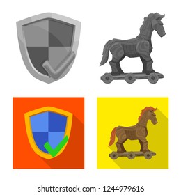 Vector illustration of virus and secure logo. Collection of virus and cyber stock symbol for web.