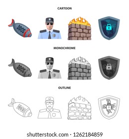 Vector illustration of virus and secure logo. Collection of virus and cyber vector icon for stock.