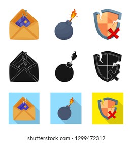 Vector illustration of virus and secure logo. Set of virus and cyber stock symbol for web.