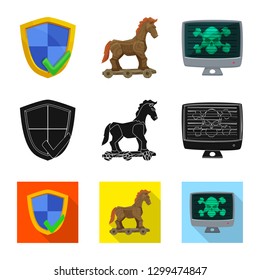 Vector illustration of virus and secure logo. Collection of virus and cyber vector icon for stock.