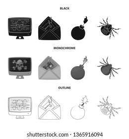 Vector illustration of virus and secure logo. Set of virus and cyber vector icon for stock.