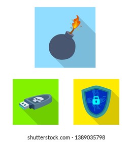 Vector illustration of virus and secure logo. Set of virus and cyber vector icon for stock.