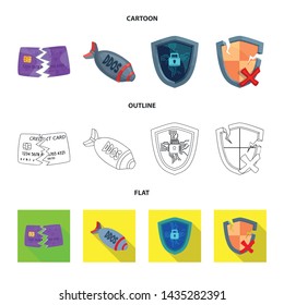 Vector illustration of virus and secure logo. Set of virus and cyber stock symbol for web.
