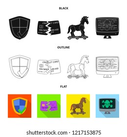 Vector illustration of virus and secure sign. Collection of virus and cyber vector icon for stock.
