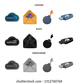 Vector illustration of virus and secure sign. Collection of virus and cyber vector icon for stock.
