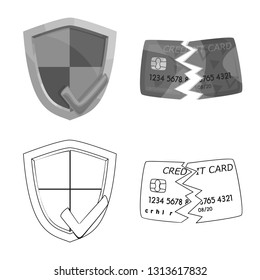 Vector illustration of virus and secure sign. Set of virus and cyber vector icon for stock.