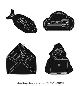 Vector illustration of virus and secure symbol. Set of virus and cyber stock vector illustration.