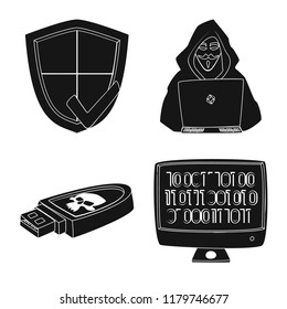 Vector illustration of virus and secure symbol. Collection of virus and cyber stock vector illustration.