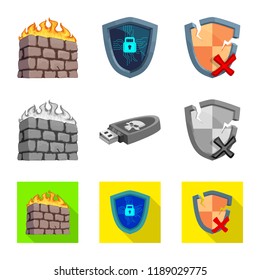 Vector illustration of virus and secure symbol. Collection of virus and cyber vector icon for stock.