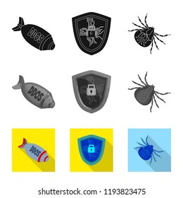 Vector illustration of virus and secure symbol. Set of virus and cyber vector icon for stock.