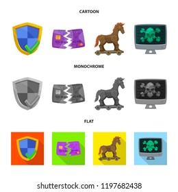 Vector illustration of virus and secure symbol. Collection of virus and cyber vector icon for stock.