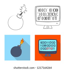 Vector illustration of virus and secure symbol. Collection of virus and cyber stock vector illustration.