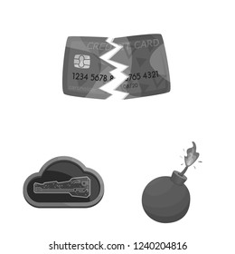Vector illustration of virus and secure symbol. Collection of virus and cyber stock symbol for web.