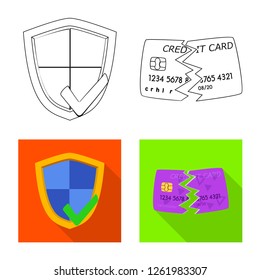 Vector illustration of virus and secure symbol. Collection of virus and cyber stock vector illustration.