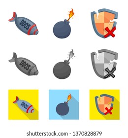 Vector illustration of virus and secure symbol. Set of virus and cyber stock vector illustration.