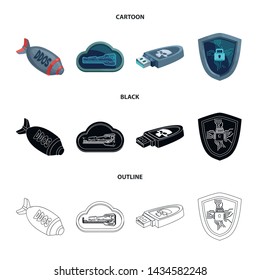 Vector illustration of virus and secure symbol. Set of virus and cyber vector icon for stock.