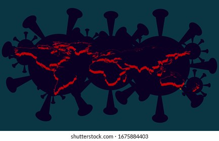 Vector - Illustration of   Virus symbol covering the world map